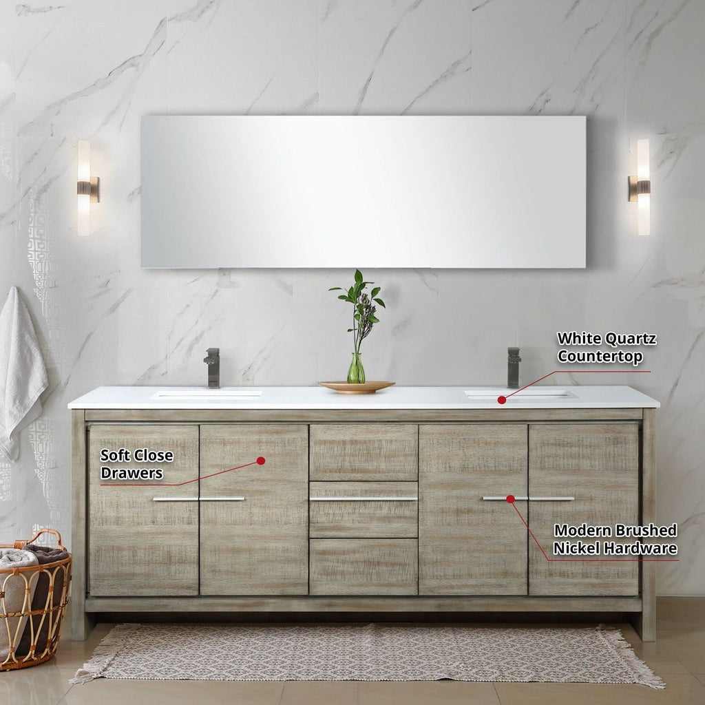 Lexora Lafarre 80" Rustic Acacia Double Bathroom Vanity