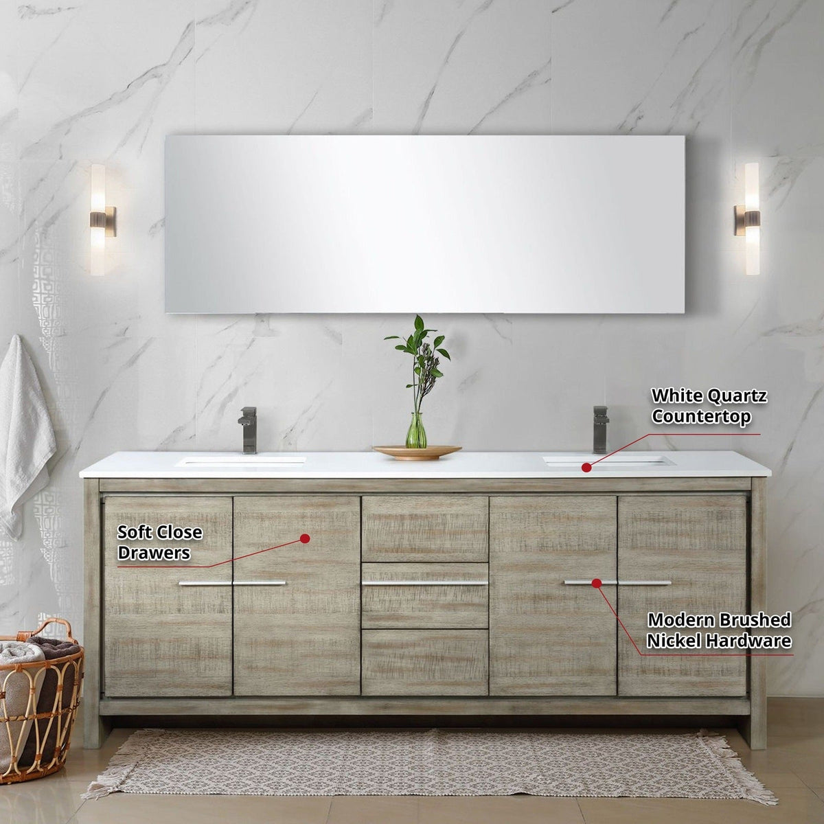 Lexora Lafarre 80" Rustic Acacia Double Bathroom Vanity