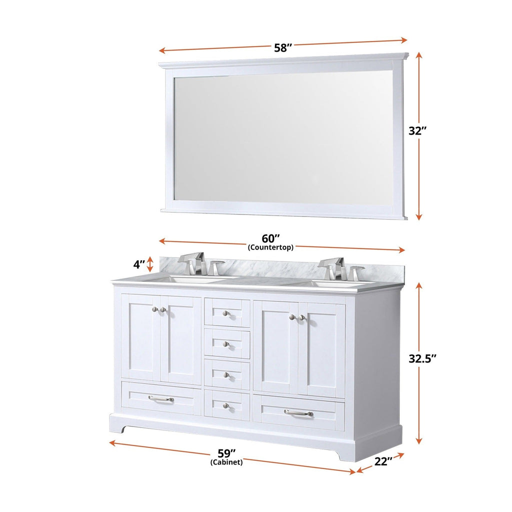 Lexora Dukes 60" x 22" Double Bath Vanity