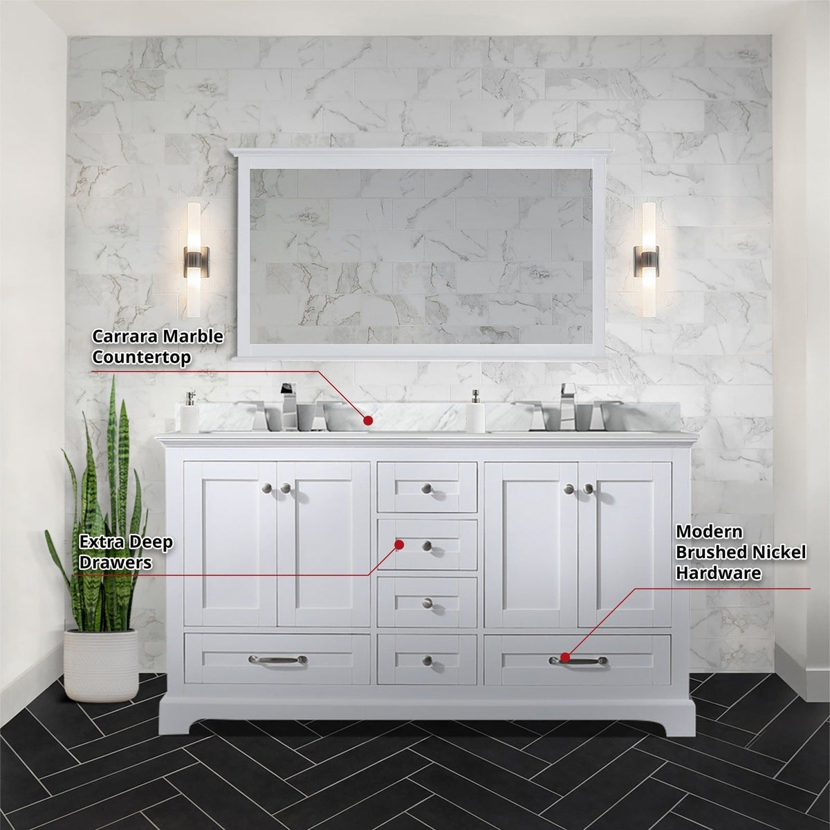 Lexora Dukes 60" x 22" Double Bath Vanity