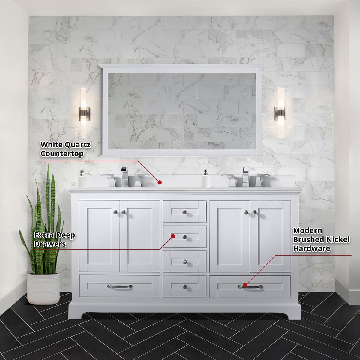 Lexora Dukes 60" x 22" Double Bath Vanity