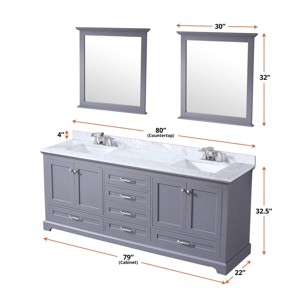 Lexora Dukes 80" x 22" Double Bath Vanity