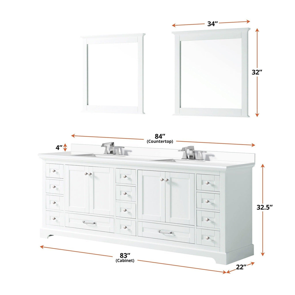 Lexora Dukes 84" x 22" Double Bath Vanity