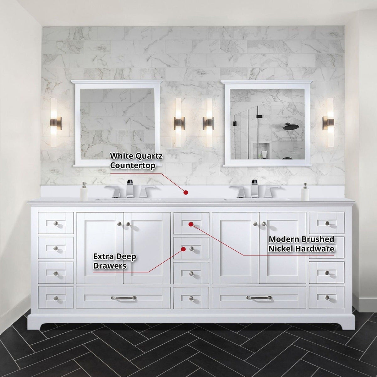 Lexora Dukes 84" x 22" Double Bath Vanity