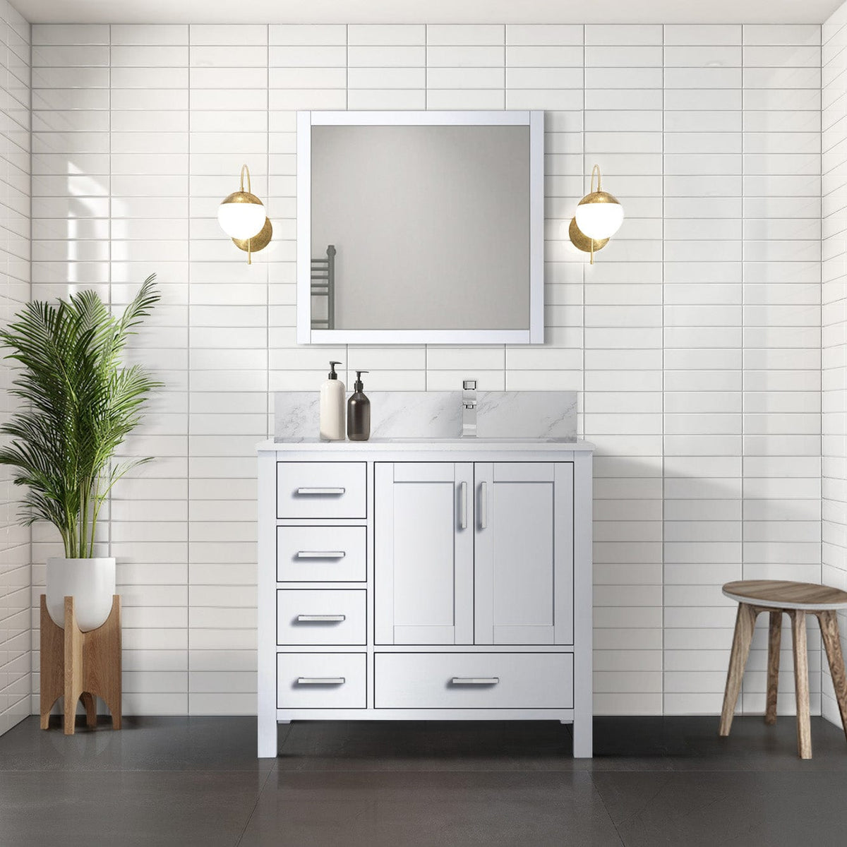Lexora Jacques 36" x 22" Right Offset Bath Vanity