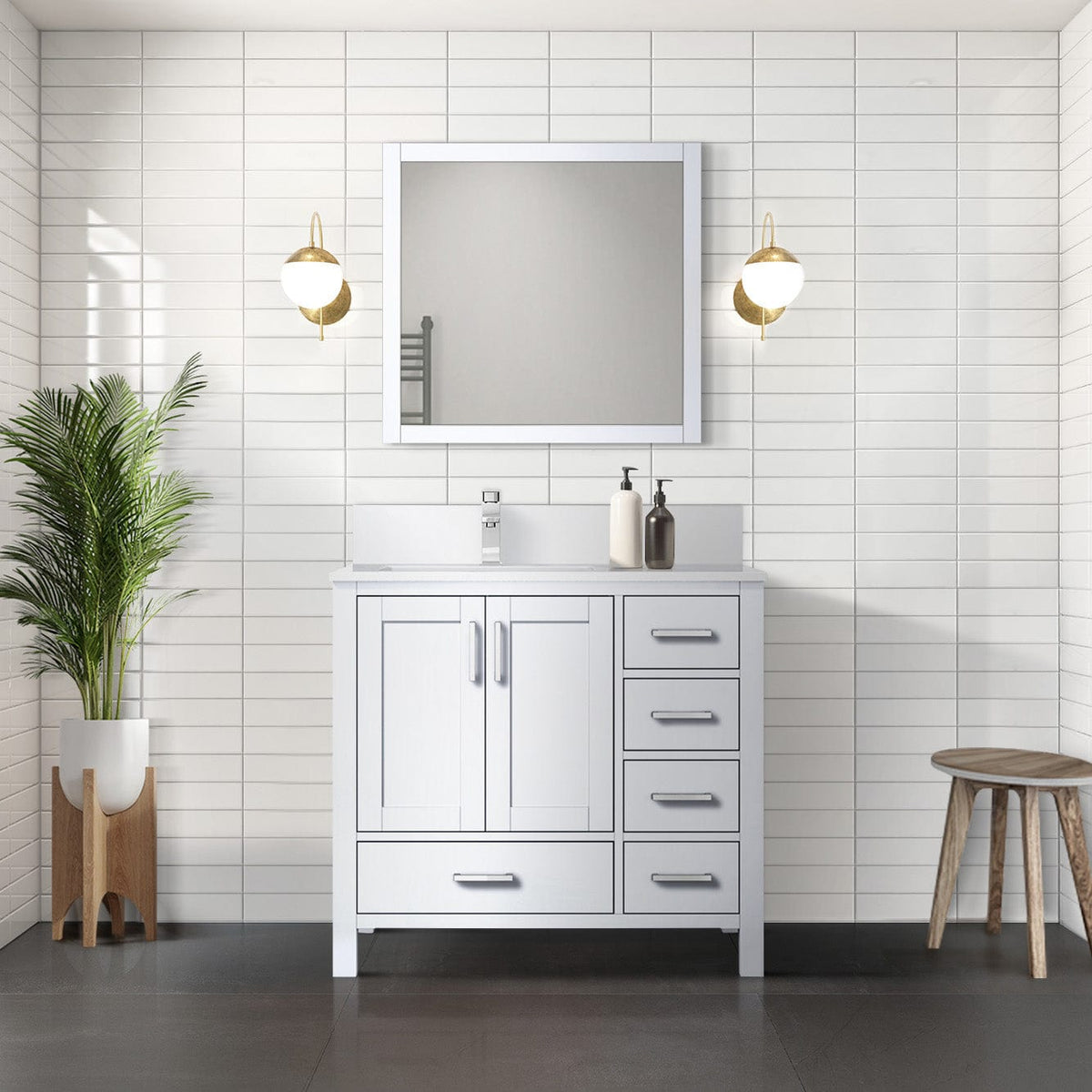 Lexora Jacques 36" x 22" Right Offset Bath Vanity