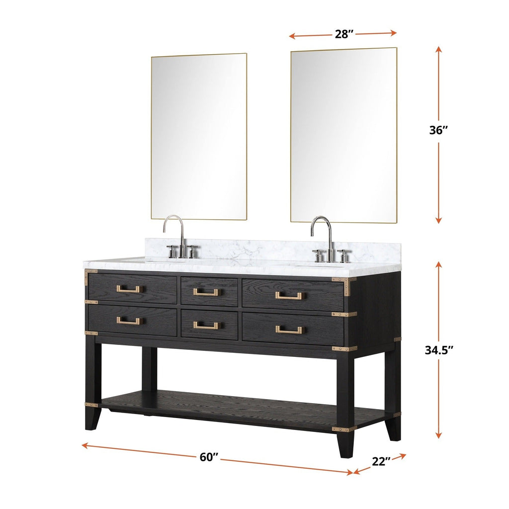 Lexora Norwalk 60" x 22" Double Bath Vanity