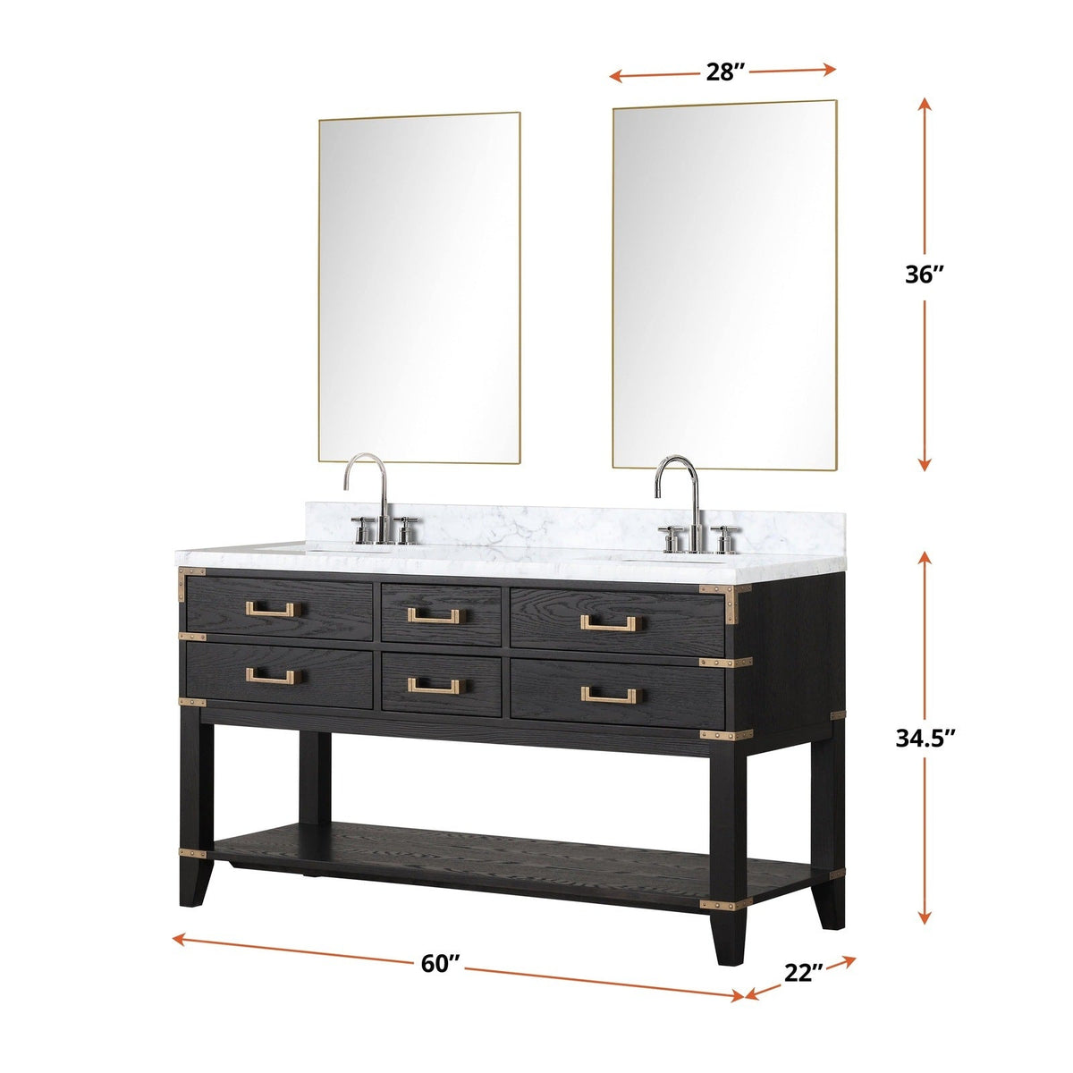 Lexora Norwalk 60" x 22" Double Bath Vanity