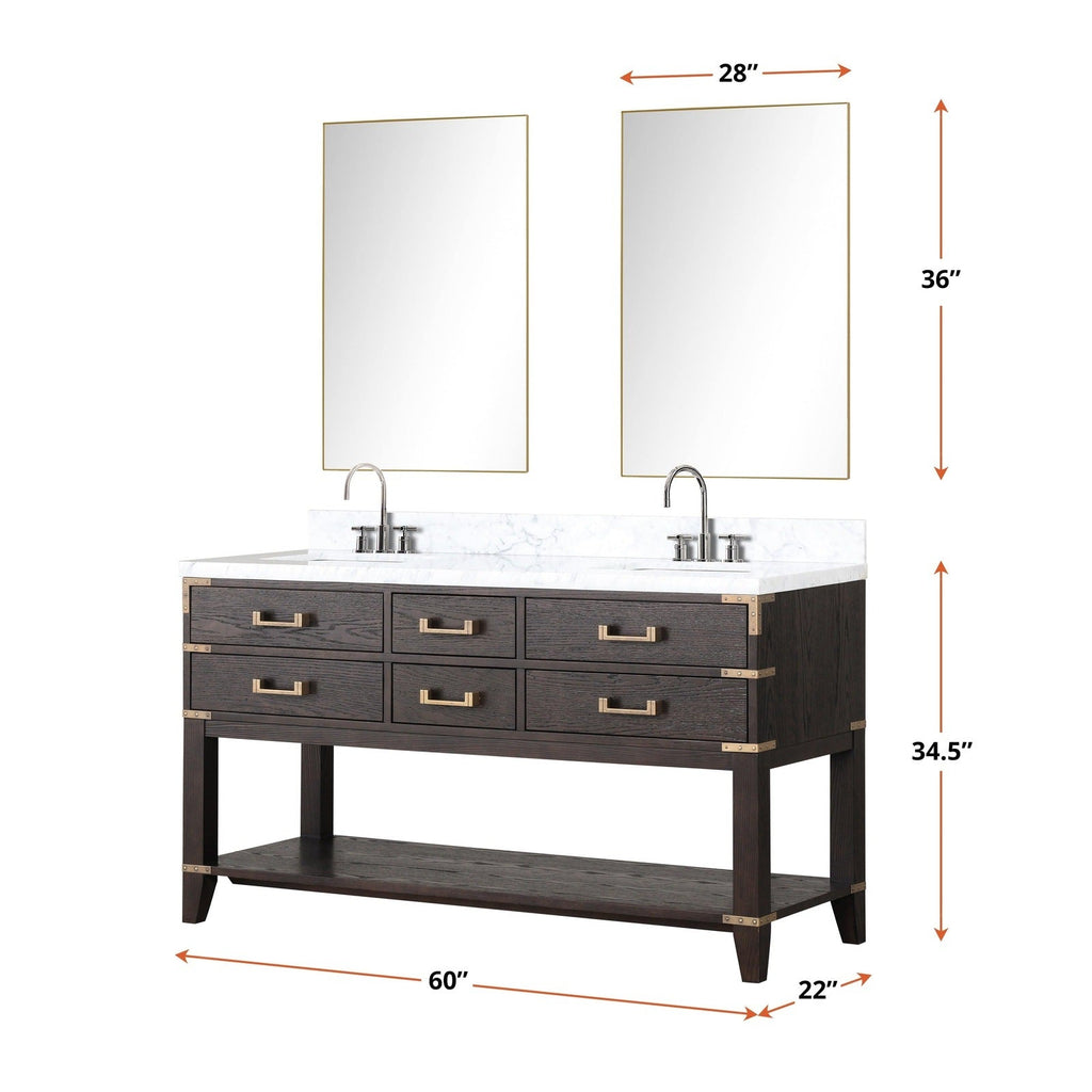 Lexora Norwalk 60" x 22" Double Bath Vanity