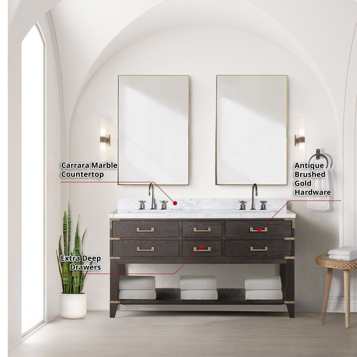 Lexora Norwalk 60" x 22" Double Bath Vanity