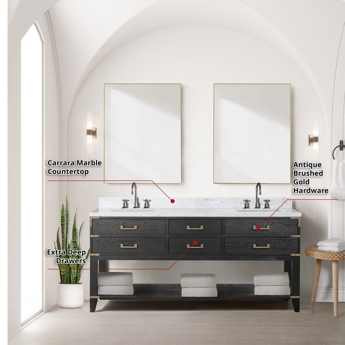 Lexora Norwalk 72" x 22" Double Bath Vanity