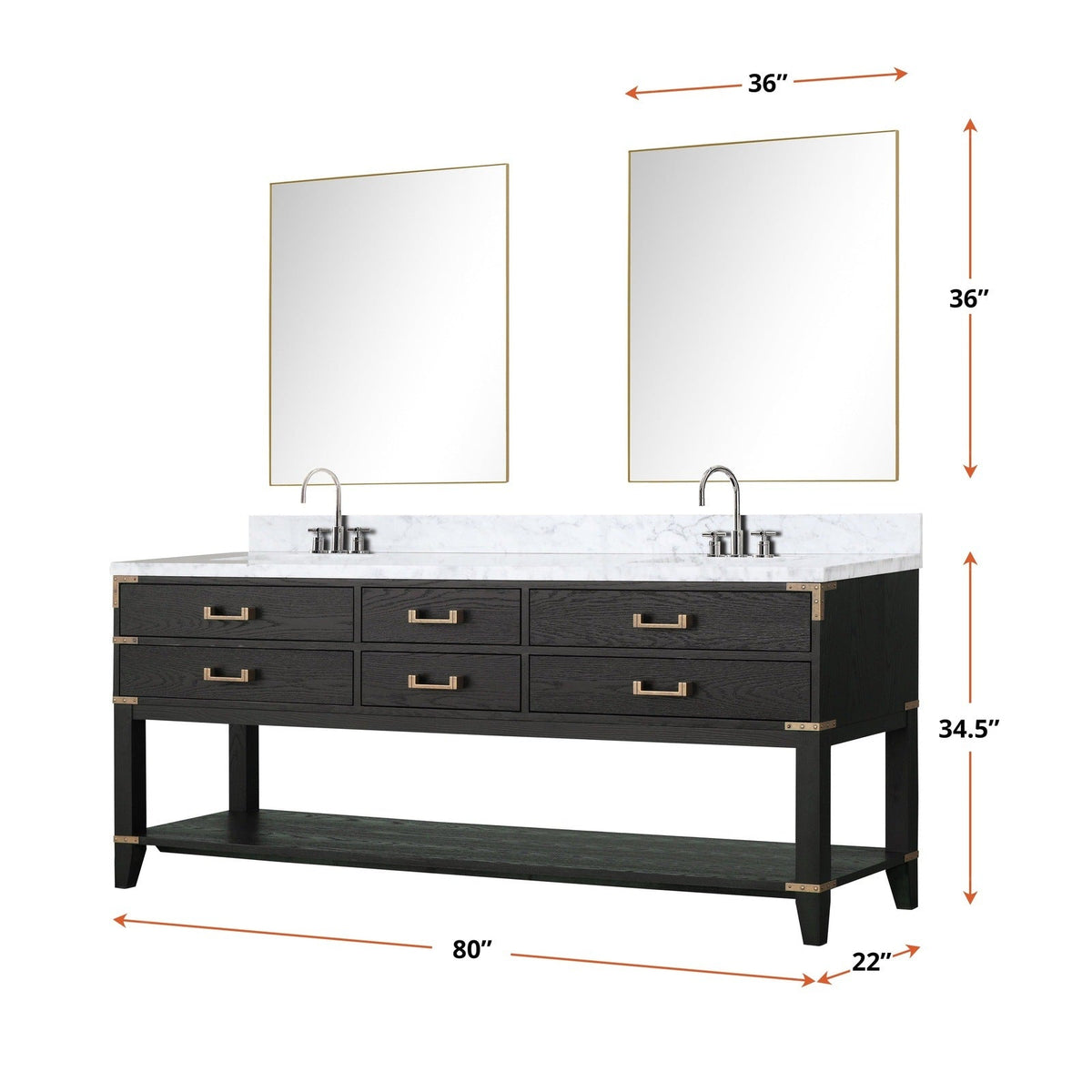 Lexora Norwalk 80" x 22" Double Bath Vanity