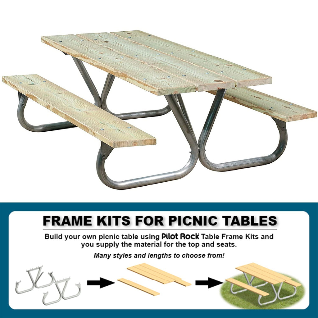 Pilot Rock 6' or 8' Outdoor Steel Non Tip Picnic Table Legs Kit (Frame Only) - 253215