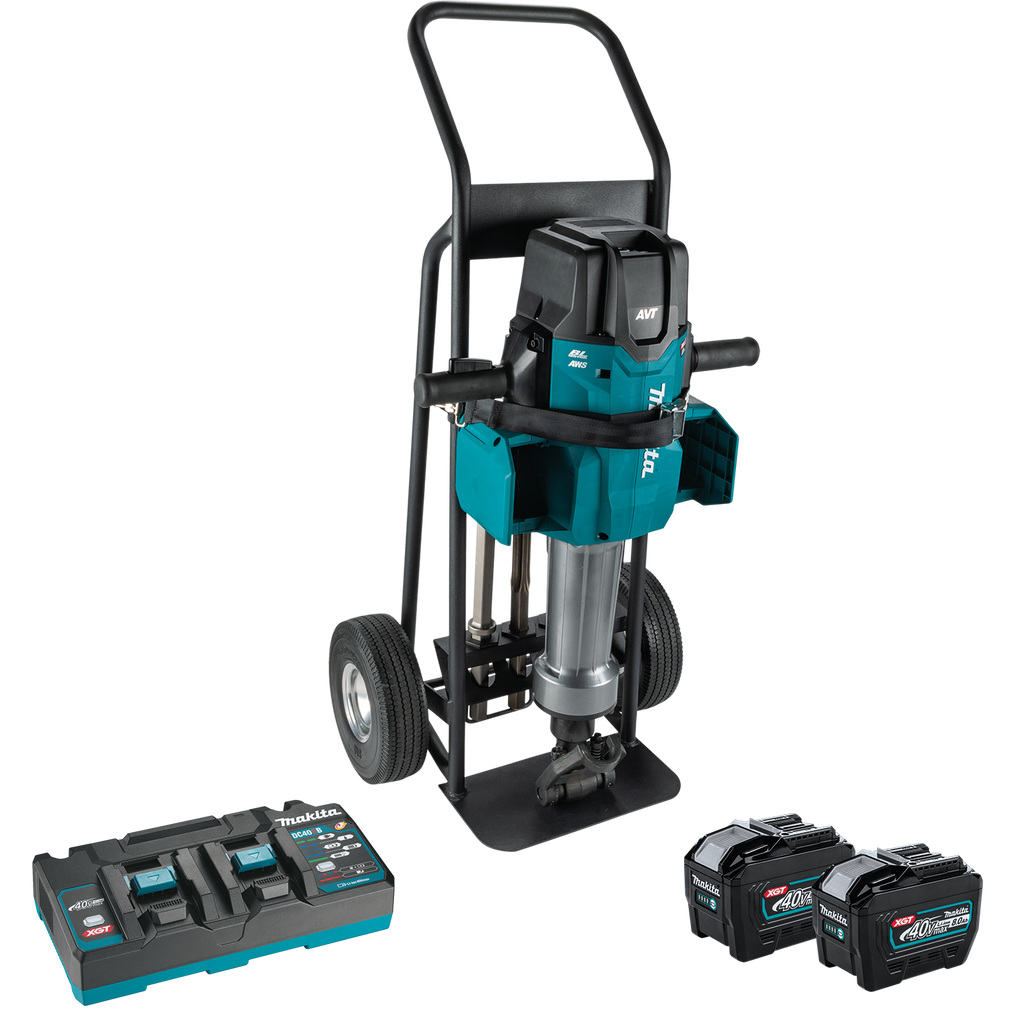 Makita GMH04PLX 80V max (40V max X2) XGT Brushless 70 lb. 1‑1/8" Hex AVT Breaker Hammer Kit, AWS Capable (8.0Ah) & FREE Makita GRH07M1 - GMH04PLX