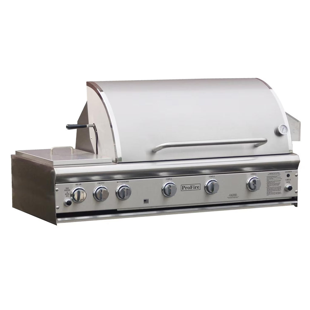 ProFire Professional Deluxe Series 48-Inch Built-In Infrared Hybrid Gas Grill With Rotisserie & Double Side Burner -  PFDLX48RSIH-P