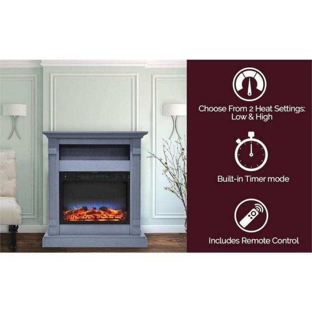 Cambridge 33.9-in W Slate Blue Fan-Forced Electric Fireplace - CAM3437-1SBLLG2