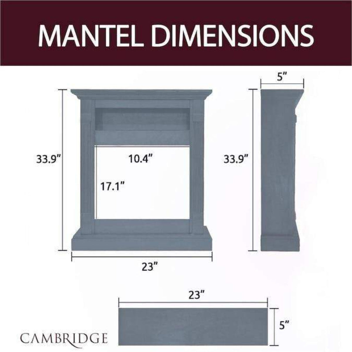 Cambridge 33.9-in W Slate Blue Fan-Forced Electric Fireplace - CAM3437-1SBLLG2