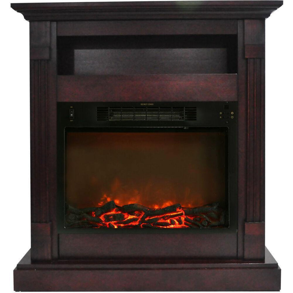 Cambridge 34-In. Sienna Electric Fireplace w/ 1500W Log Insert and Mahogany Mantel - CAMBR3437-1MAH