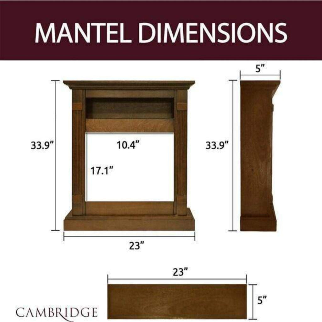 Cambridge Sienna 34-In. Electric Fireplace Heater with Walnut Mantel, Enhanced Log Display, Multi-Color Flames, and Remote Control, - CAM3437-1WALLG3