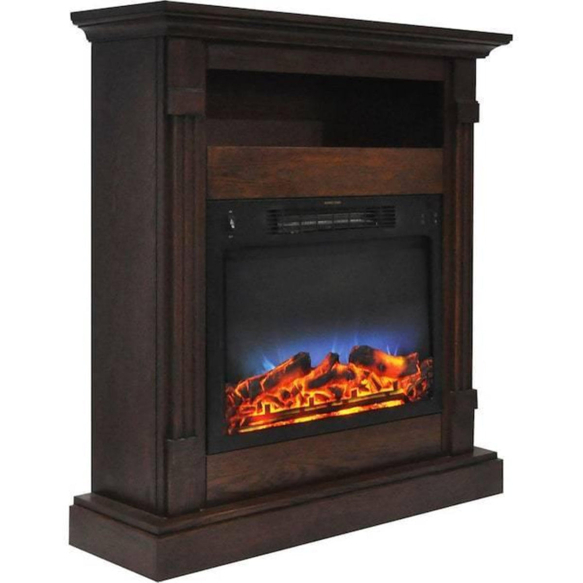 Cambridge Sienna 34 In. Electric Fireplace w/ Multi-Color LED Insert and Walnut Mantel - CAM3437-1WALLED