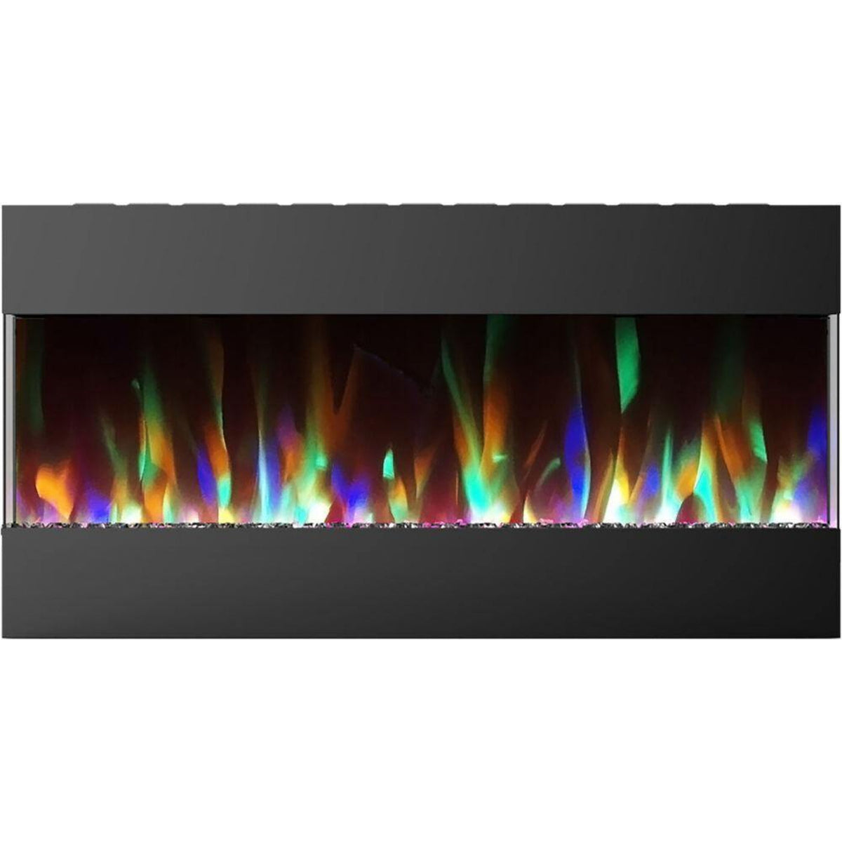 Cambridge 42 In. Recessed Wall Mounted Electric Fireplace with Crystal and LED Color Changing Display, Black - CAM42RECWMEF-1BLK
