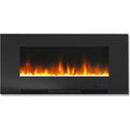 Cambridge 42 In. Wall-Mount Electric Fireplace in Black with Multi-Color Flames and Crystal Rock Display - CAM42WMEF-1BLK
