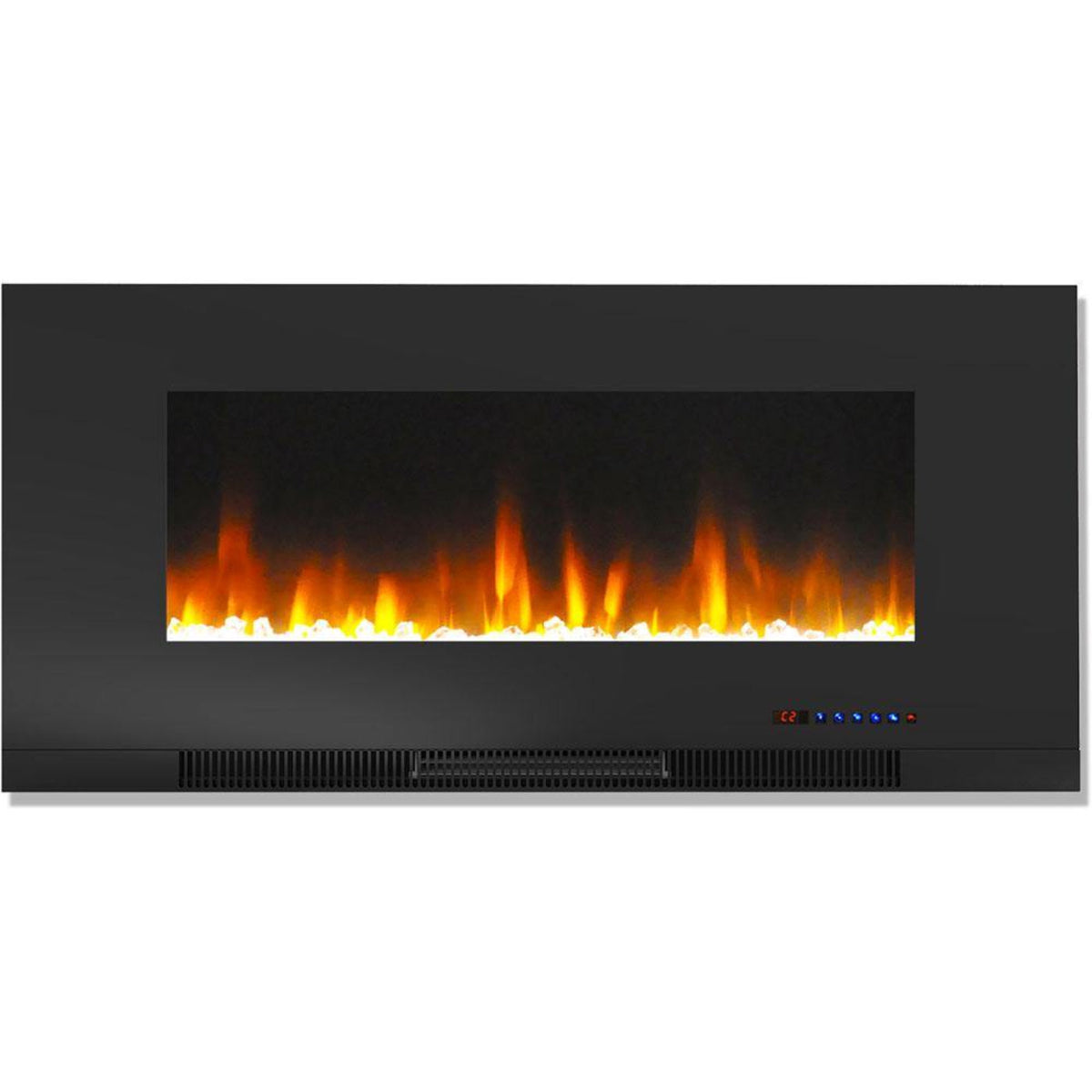 Cambridge 42 In. Wall-Mount Electric Fireplace in Black with Multi-Color Flames and Crystal Rock Display - CAM42WMEF-1BLK