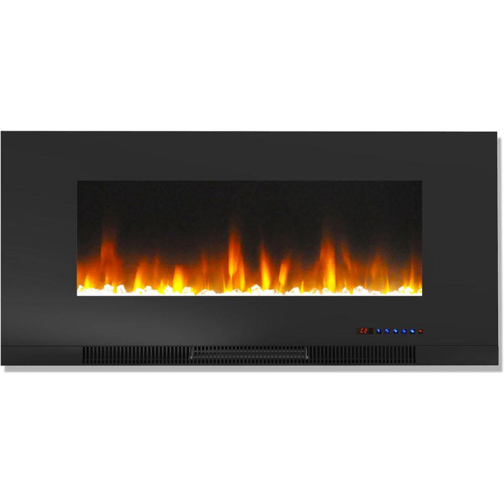Cambridge 42 In. Wall-Mount Electric Fireplace in Black with Multi-Color Flames and Crystal Rock Display - CAM42WMEF-1BLK