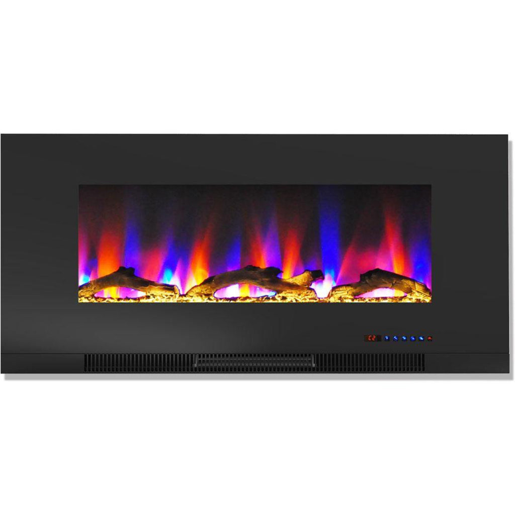 Cambridge 42 In. Wall-Mount Electric Fireplace in Black with Multi-Color Flames and Driftwood Log Display - CAM42WMEF-2BLK