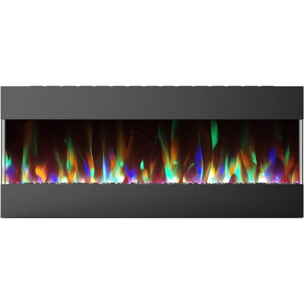 Cambridge 50 In. Recessed Wall Mounted Electric Fireplace with Crystal and LED Color Changing Display, Black - CAM50RECWMEF-1BLK