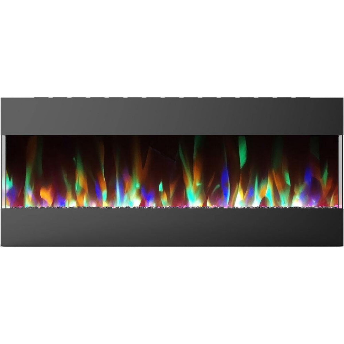Cambridge 50 In. Recessed Wall Mounted Electric Fireplace with Crystal and LED Color Changing Display, Black - CAM50RECWMEF-1BLK