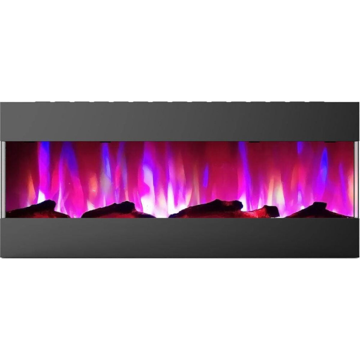 Cambridge 50 In. Recessed Wall Mounted Electric Fireplace with Logs and LED Color Changing Display, Black - CAM50RECWMEF-2BLK