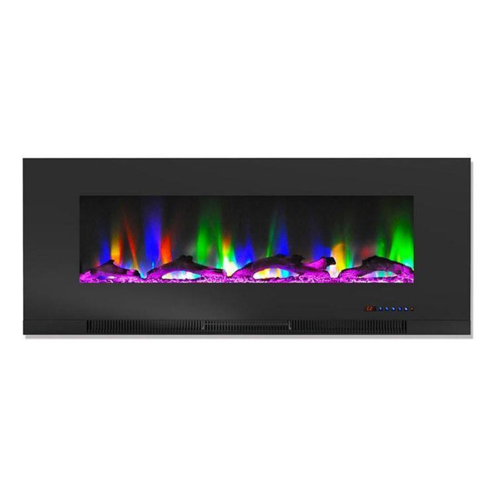 Cambridge 50 In. Wall-Mount Electric Fireplace in Black with Multi-Color Flames and Crystal Rock Display - CAM50WMEF-2BLK,