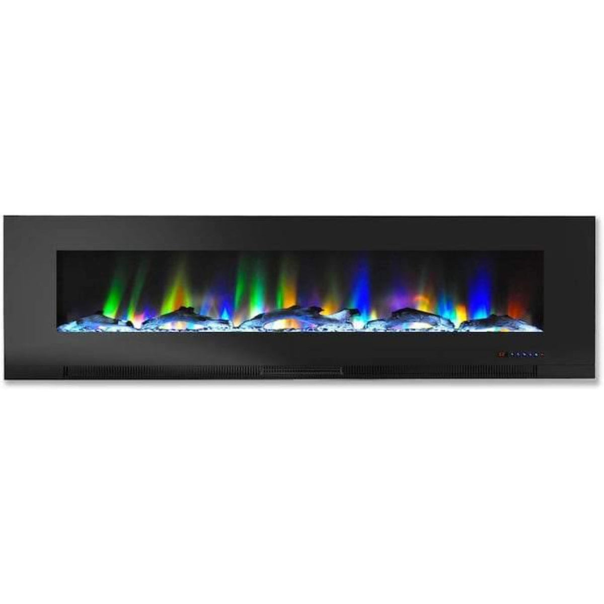Cambridge 60 In. Wall-Mount Electric Fireplace in Black with Multi-Color Flames and Driftwood Log Display , - CAM60WMEF-2BLK