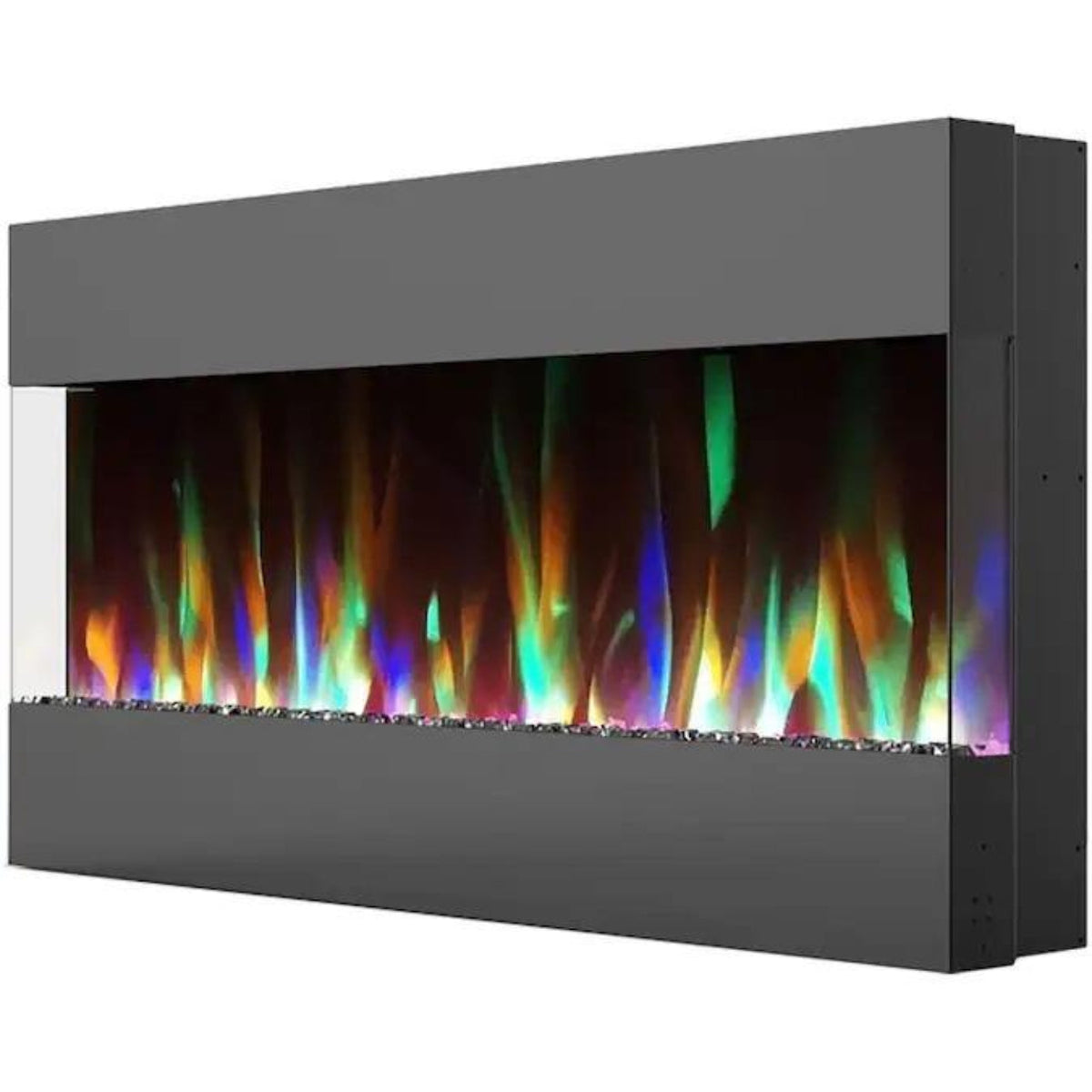 Cambridge 42 In. Recessed Wall Mounted Electric Fireplace with Crystal and LED Color Changing Display, Black - CAM42RECWMEF-1BLK