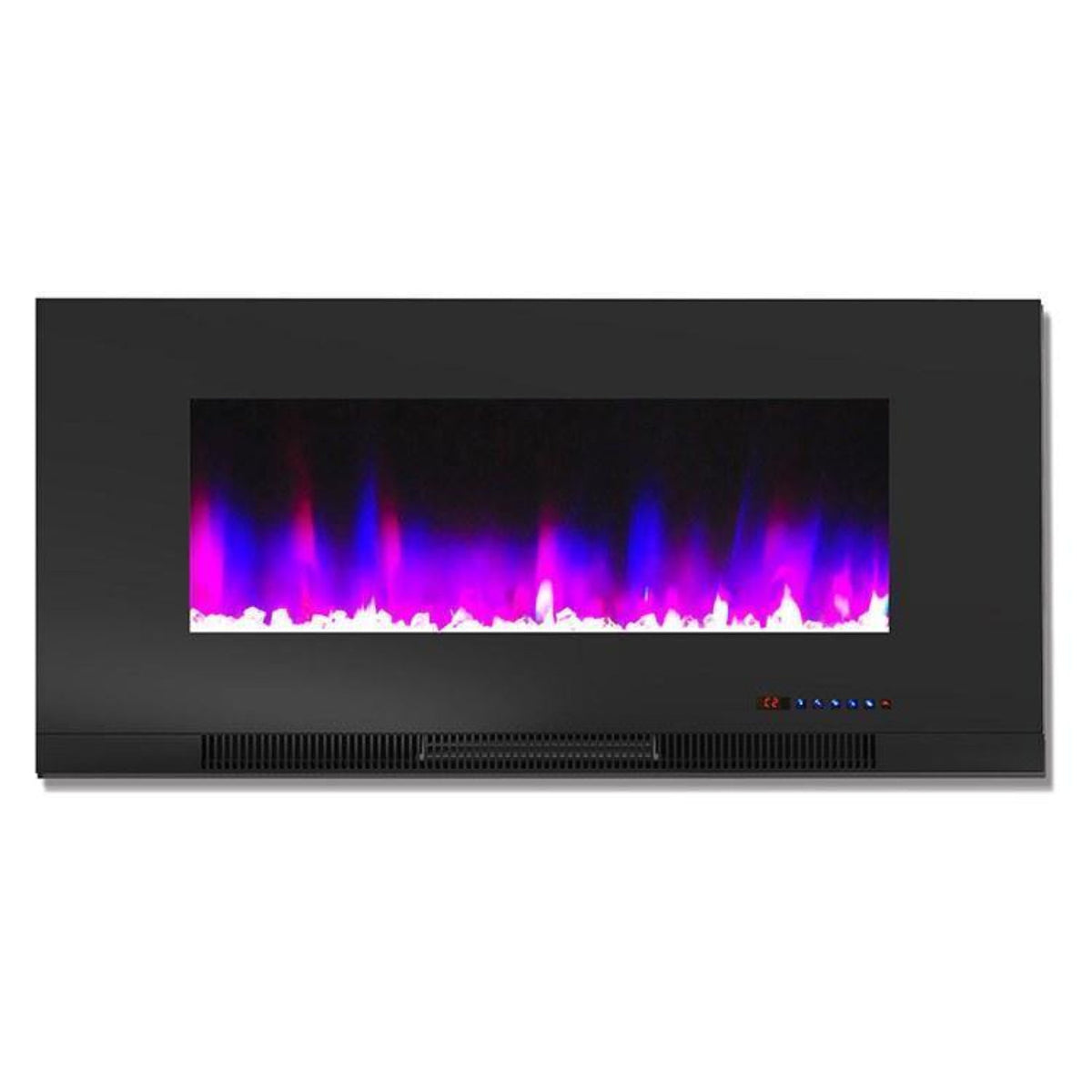 Cambridge 42 In. Wall-Mount Electric Fireplace in Black with Multi-Color Flames and Crystal Rock Display - CAM42WMEF-1BLK