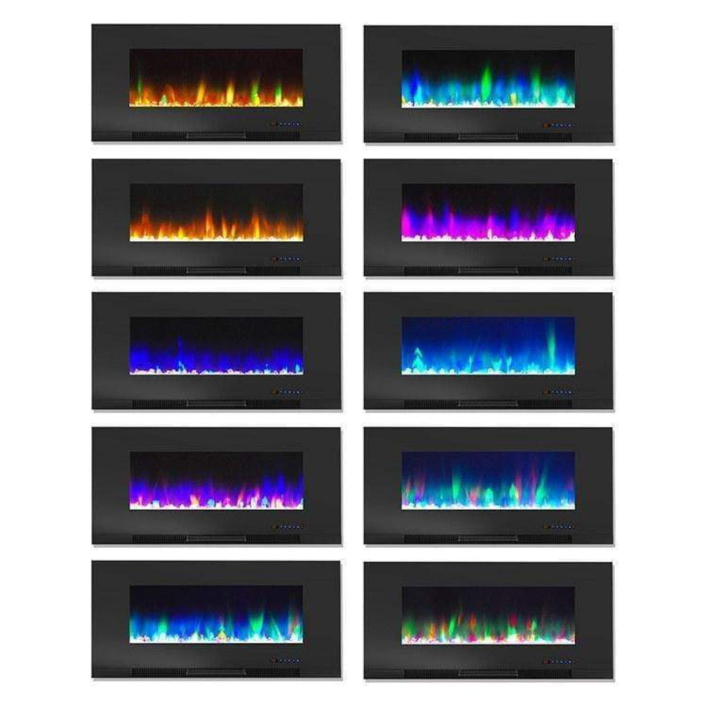 Cambridge 42 In. Wall-Mount Electric Fireplace in Black with Multi-Color Flames and Crystal Rock Display - CAM42WMEF-1BLK