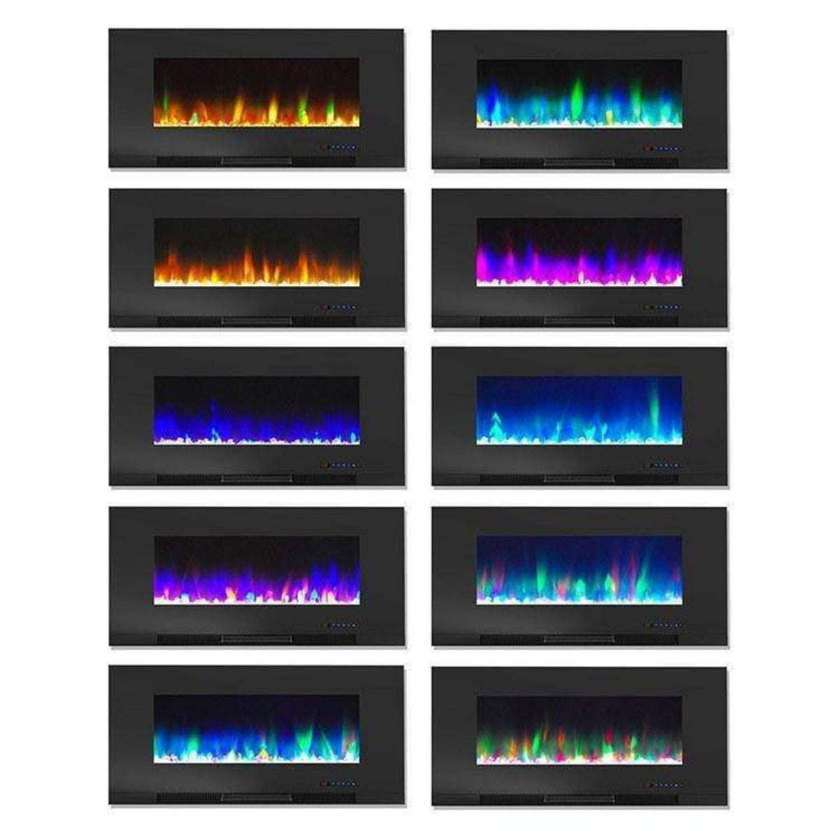 Cambridge 42 In. Wall-Mount Electric Fireplace in Black with Multi-Color Flames and Crystal Rock Display - CAM42WMEF-1BLK