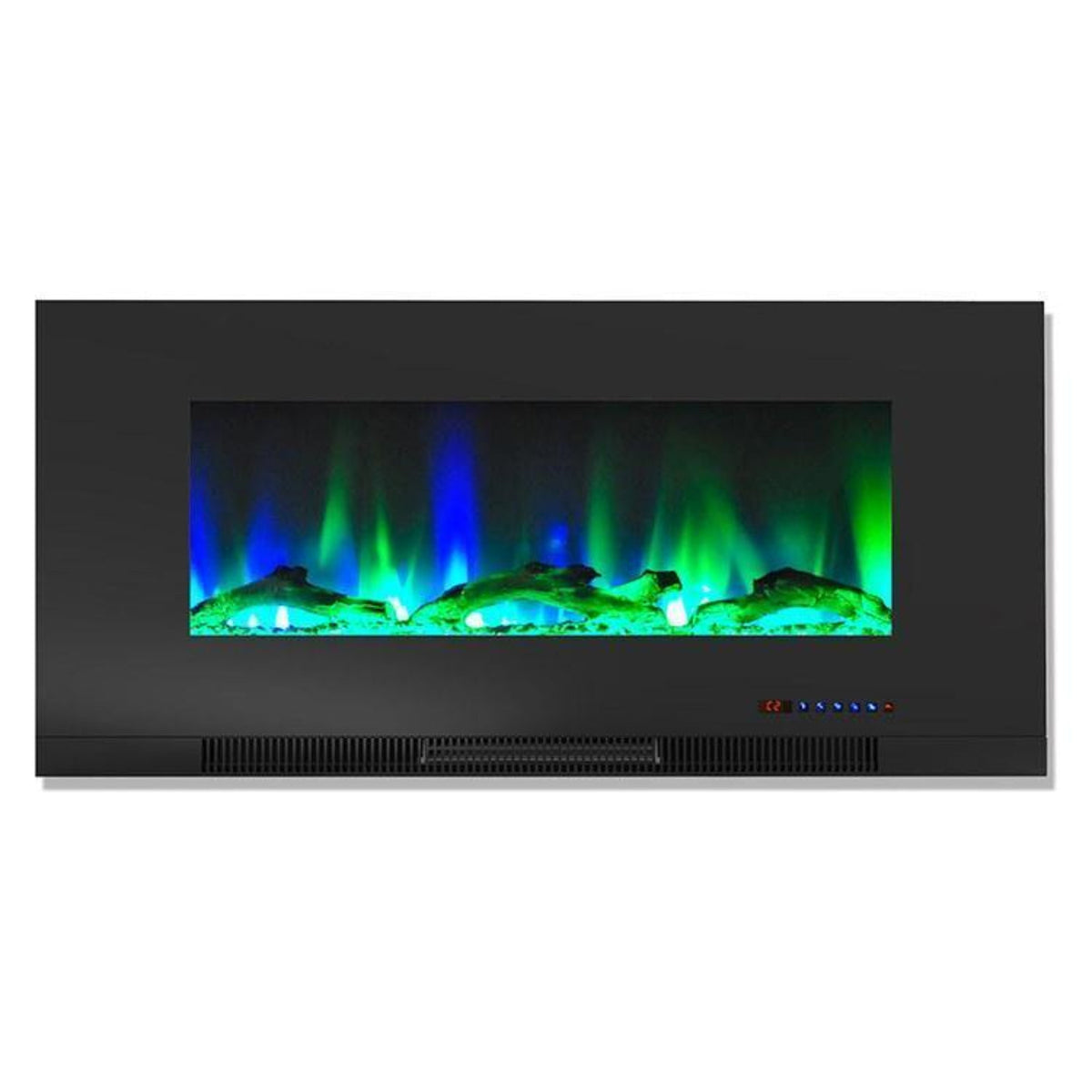 Cambridge 42 In. Wall-Mount Electric Fireplace in Black with Multi-Color Flames and Driftwood Log Display - CAM42WMEF-2BLK