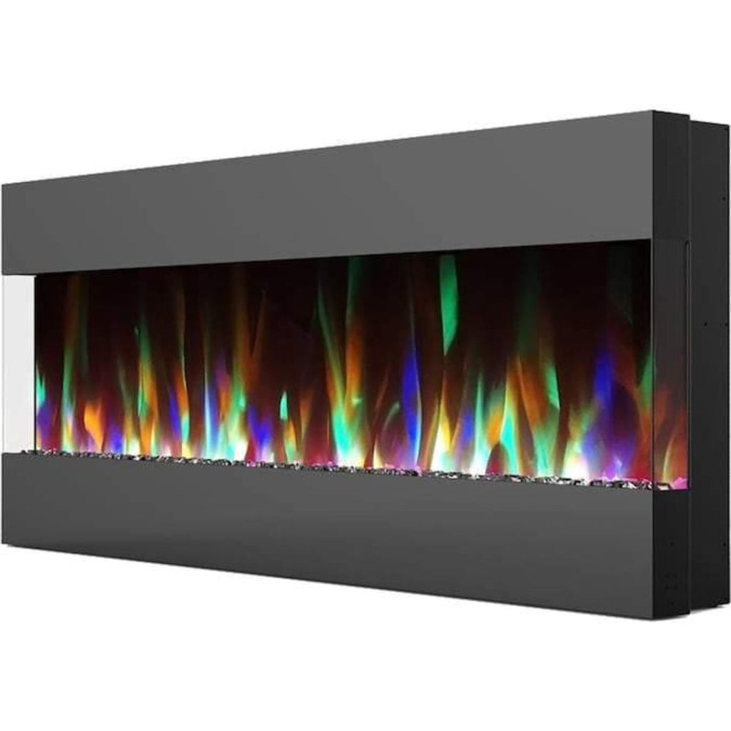 Cambridge 50 In. Recessed Wall Mounted Electric Fireplace with Crystal and LED Color Changing Display, Black - CAM50RECWMEF-1BLK