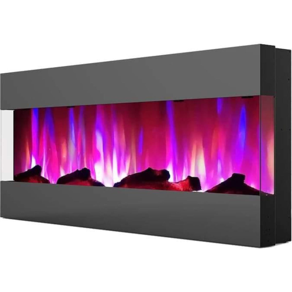 Cambridge 50 In. Recessed Wall Mounted Electric Fireplace with Logs and LED Color Changing Display, Black - CAM50RECWMEF-2BLK