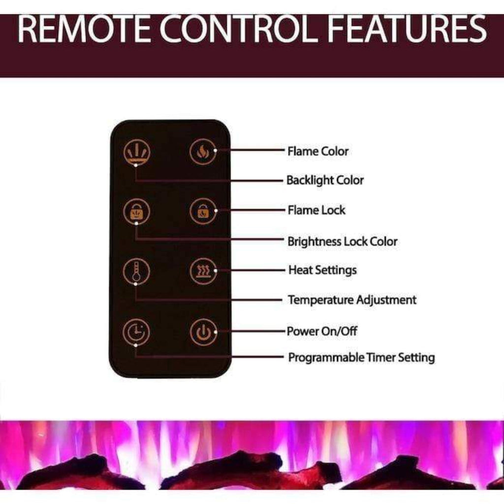 Cambridge 50 In. Recessed Wall Mounted Electric Fireplace with Logs and LED Color Changing Display, Black - CAM50RECWMEF-2BLK
