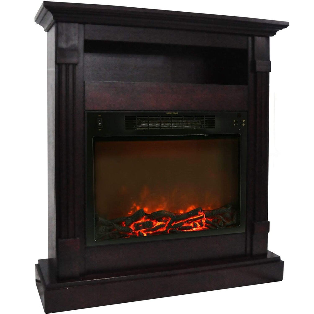 Cambridge 34-In. Sienna Electric Fireplace w/ 1500W Log Insert and Mahogany Mantel - CAMBR3437-1MAH