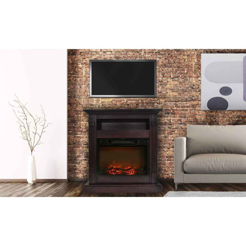 Cambridge 34-In. Sienna Electric Fireplace w/ 1500W Log Insert and Mahogany Mantel - CAMBR3437-1MAH
