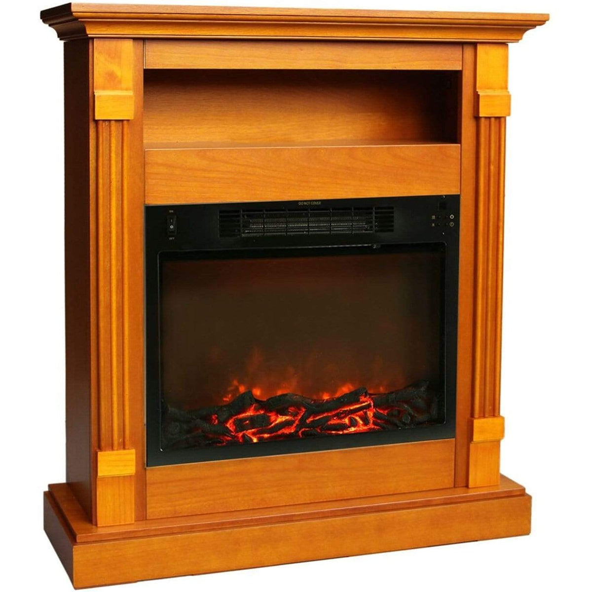 Cambridge 34-In. Sienna Electric Fireplace w/ 1500W Log Insert and Teak Mantel - CAMBR3437-1TEK
