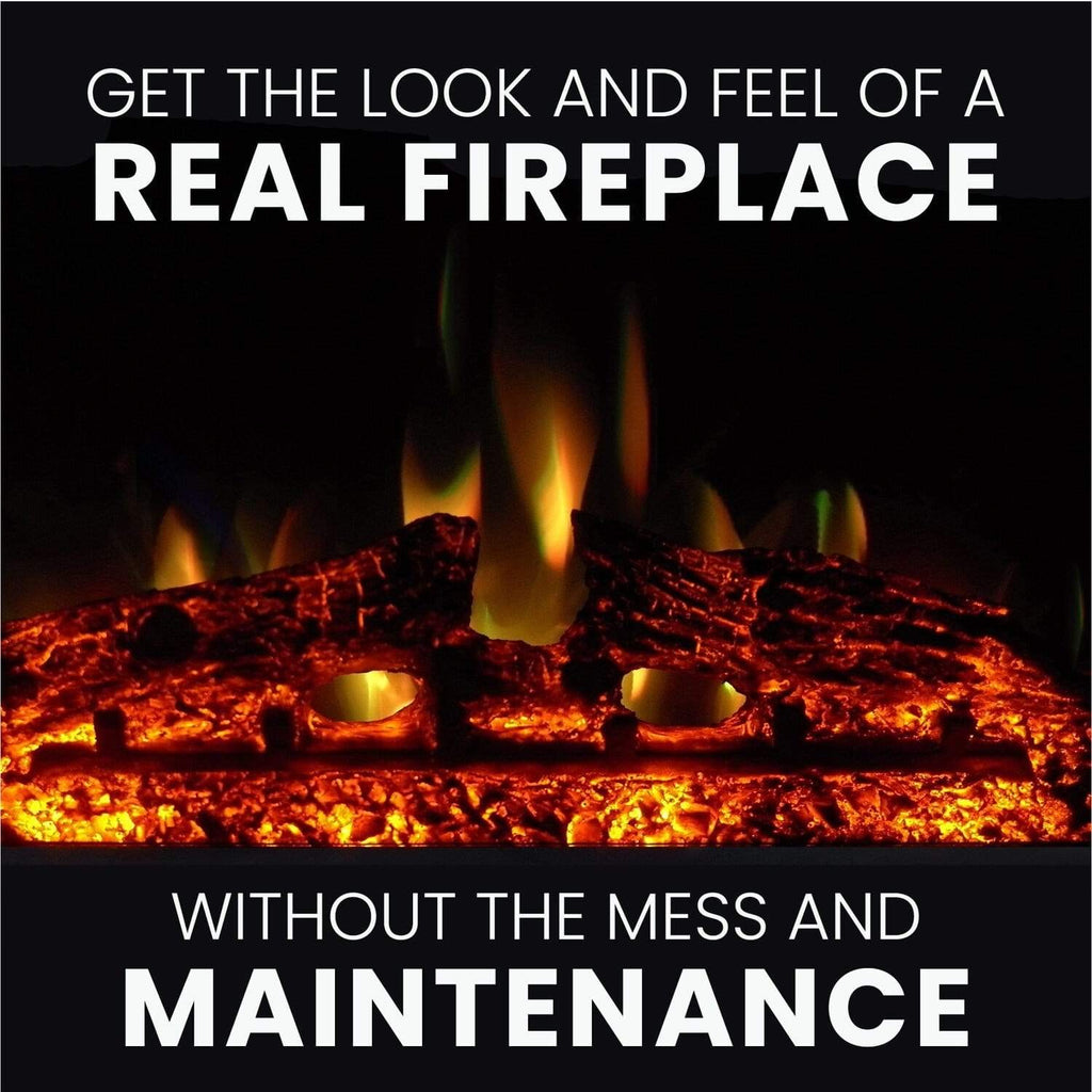 Cambridge Sienna 34-In. Electric Fireplace Heater with Walnut Mantel, Enhanced Log Display, Multi-Color Flames, and Remote Control, - CAM3437-1WALLG3
