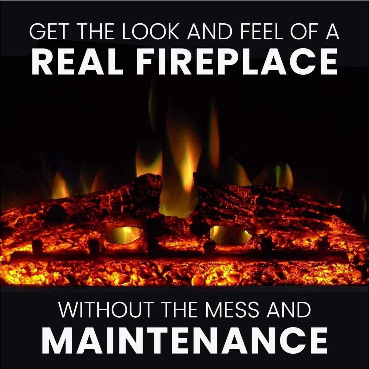 Cambridge Sienna 34-In. Electric Fireplace Heater with Walnut Mantel, Enhanced Log Display, Multi-Color Flames, and Remote Control, - CAM3437-1WALLG3