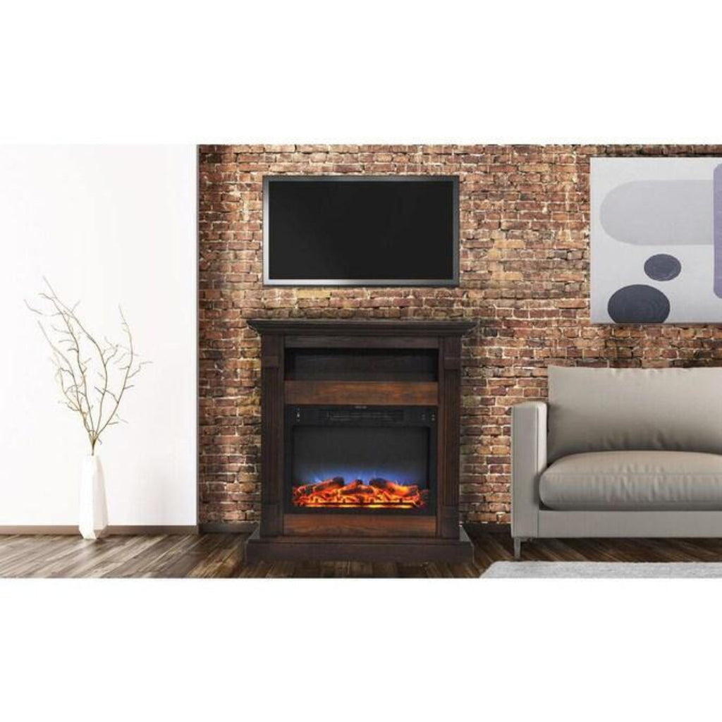 Cambridge Sienna 34 In. Electric Fireplace w/ Multi-Color LED Insert and Walnut Mantel - CAM3437-1WALLED