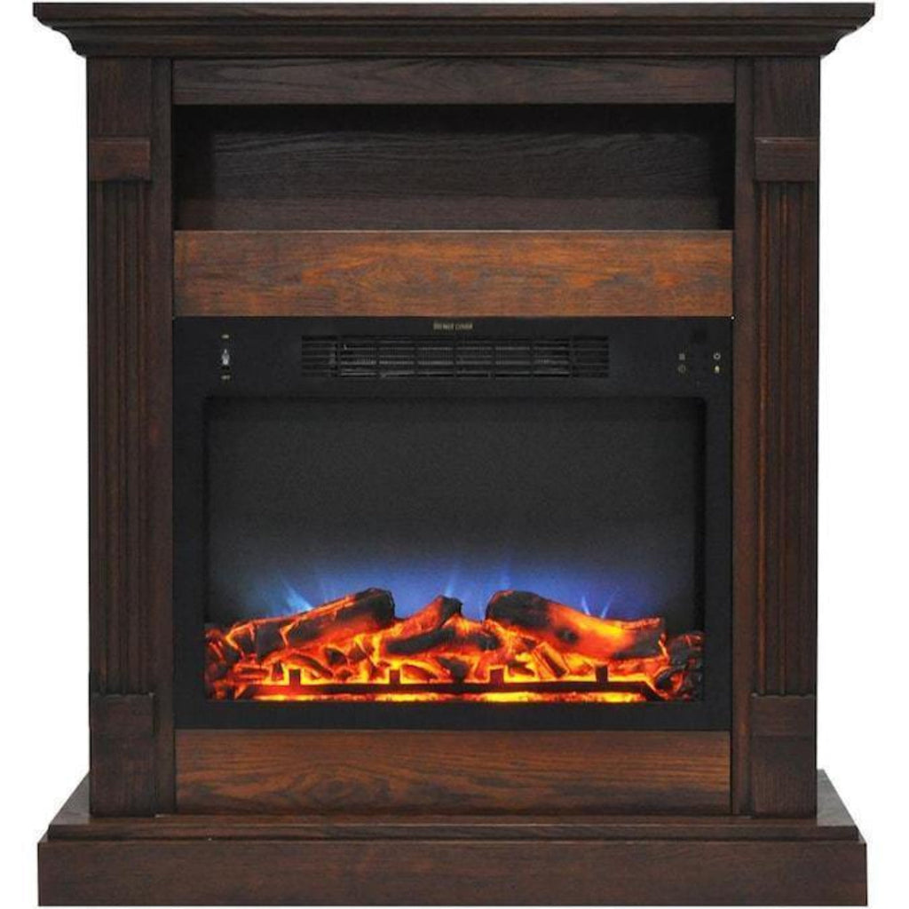 Cambridge Sienna 34 In. Electric Fireplace w/ Enhanced Log Display and Walnut Mantel - CAM3437-1WALLG2
