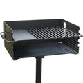 Pilot Rock Jumbo Park Style Steel Outdoor BBQ Charcoal Grill and Post, Black - 253217